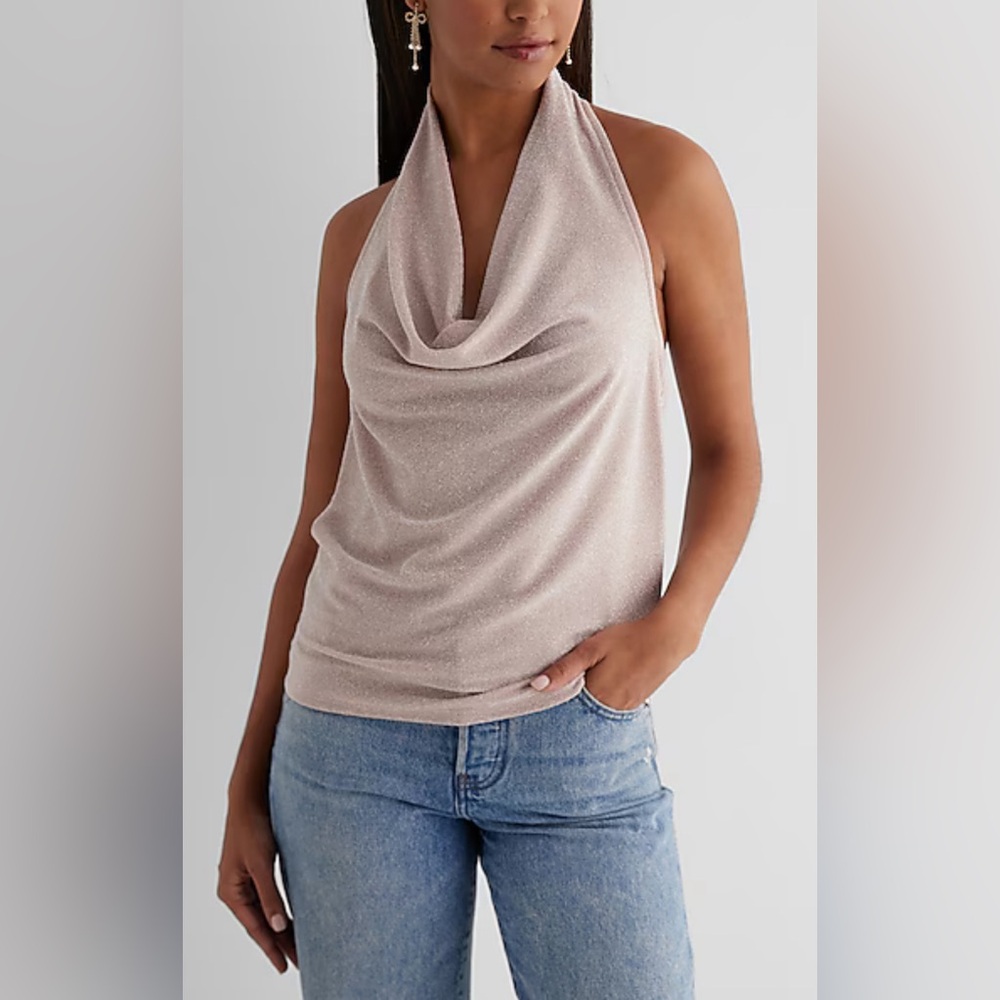 NWT Express draped cowl neck camisole sparkle S